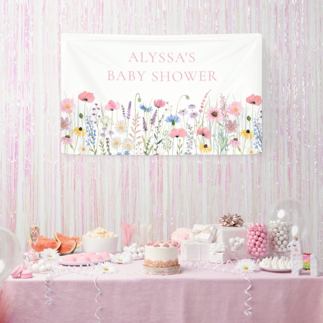 Lona Pink Meadow Wildflowers Baby Shower (Fiesta)