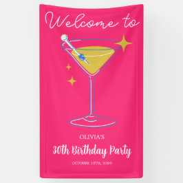 Lona Pink Minimalist Girly 30th Birthday Sign Banner