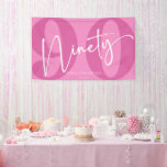 Lona Pink Ninety 90th Birthday Party<br><div class="desc">¡Este es un cartel de la fiesta rosada noventa y noventa!</div>