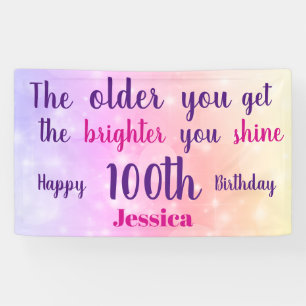 Lona Pink pastel brillante 100 cumpleaños personalizado