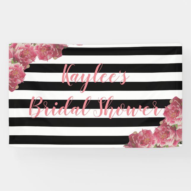 Lona Pink Peonies Bridal Shower Floral Fondo (Horizontal)