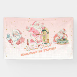 Lona Pink Retro Groovy Santa Claus-Partido de Cumpleaño