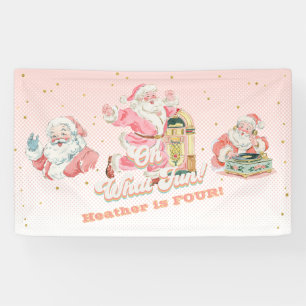 Lona Pink Retro Groovy Santa Claus-Partido de Cumpleaño