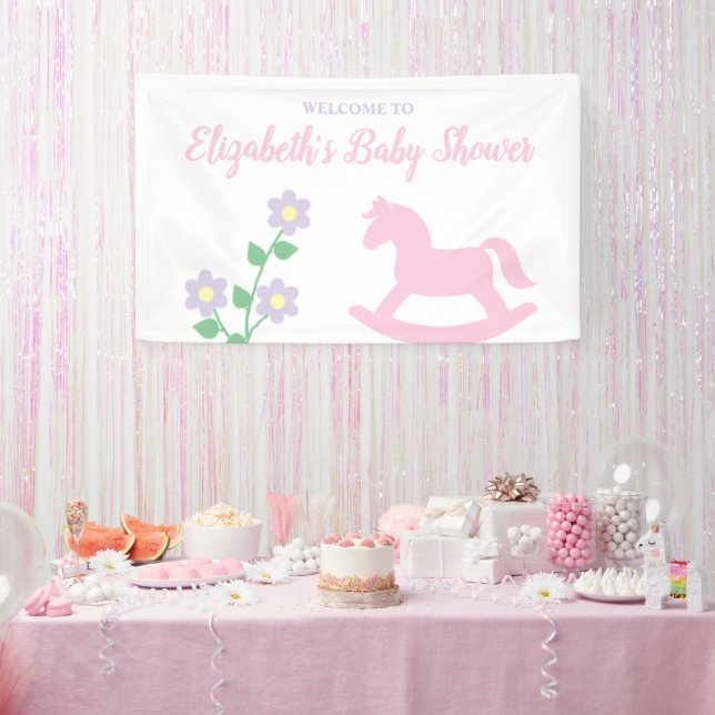 Lona Pink Rocking Horse Girl Baby Shower (Fiesta)