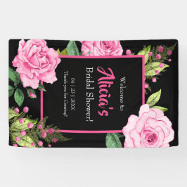 Lona Pink Roses on Black Bridal Shower Vertical