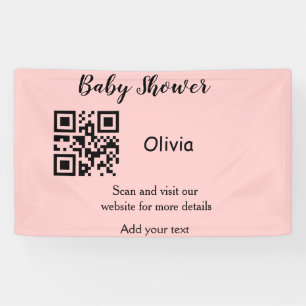 Lona Pink simple baby shower q r code add name text thr
