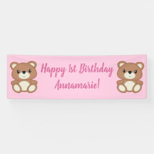 Lona Pink Teddy Bear Baby Birday Party