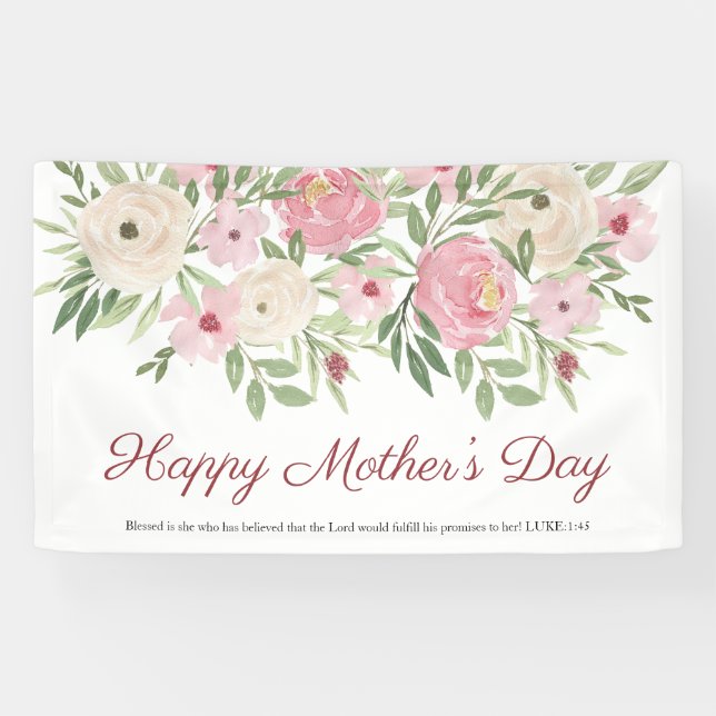Lona Pink Watercolor Floral Christian Mother's Day (Horizontal)