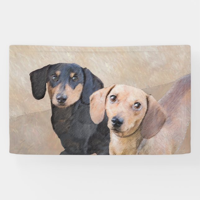 Lona Pintura Dachshund (suave) - Arte Perro Original (Horizontal)