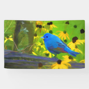 Lona Pintura de amarre índigo - Arte original de aves