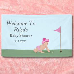 Lona Pintura de bebé niña de golf dulce caddy bienvenid