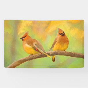 Lona Pintura de cedro Waxwing - Arte de perro original 