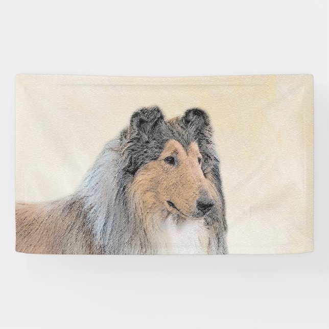 Lona Pintura de Collie (Rough) - Arte de Perro Original (Horizontal)