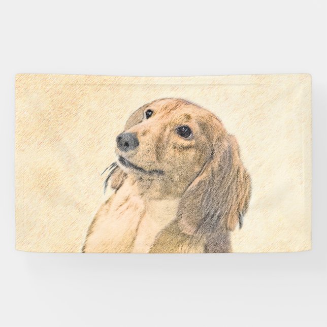 Lona Pintura de Dachshund (de cabello largo) - Arte Per (Horizontal)
