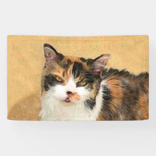 Lona Pintura de gato calico - Arte de gato original lin