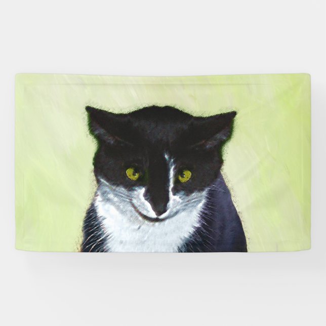 Lona Pintura de gatos de Tuxedo - Arte de gatos origina (Horizontal)