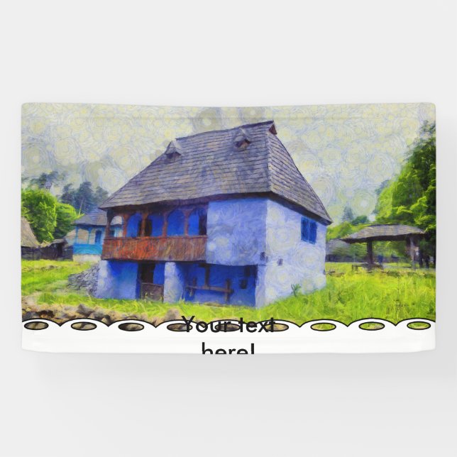 Lona Pintura de la casa azul (Horizontal)