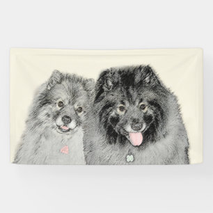 Lona Pintura de madre y hijo Keeshond - Arte de perro o