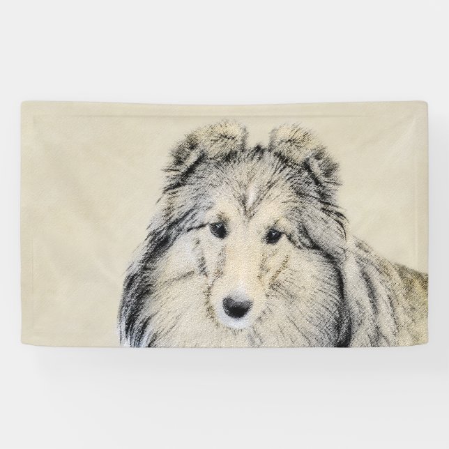 Lona Pintura de perro pastelero de Shetland - Arte de p (Horizontal)