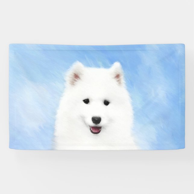Lona Pintura de pimienta de Samoyed - Arte Perro Origin (Horizontal)
