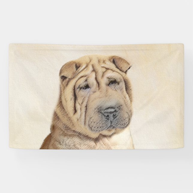 Lona Pintura de Shar Pei - Arte Perro Original Cuto (Horizontal)