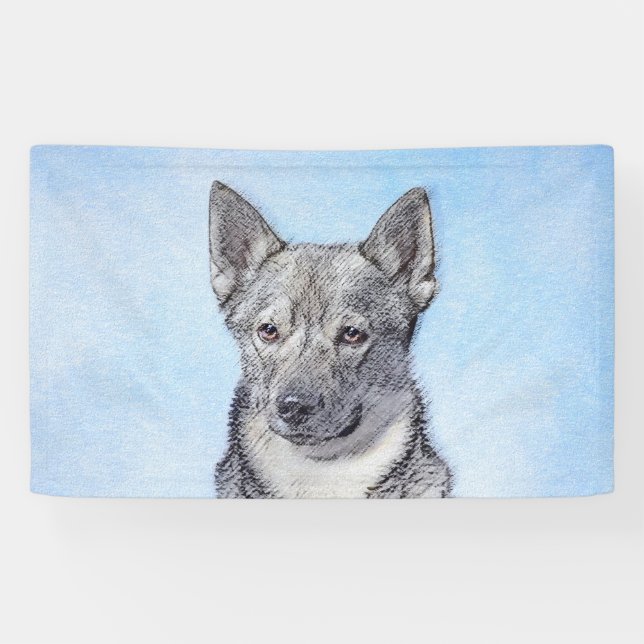 Lona Pintura de Vallhund Sueca - Arte Perro Original Cu (Horizontal)