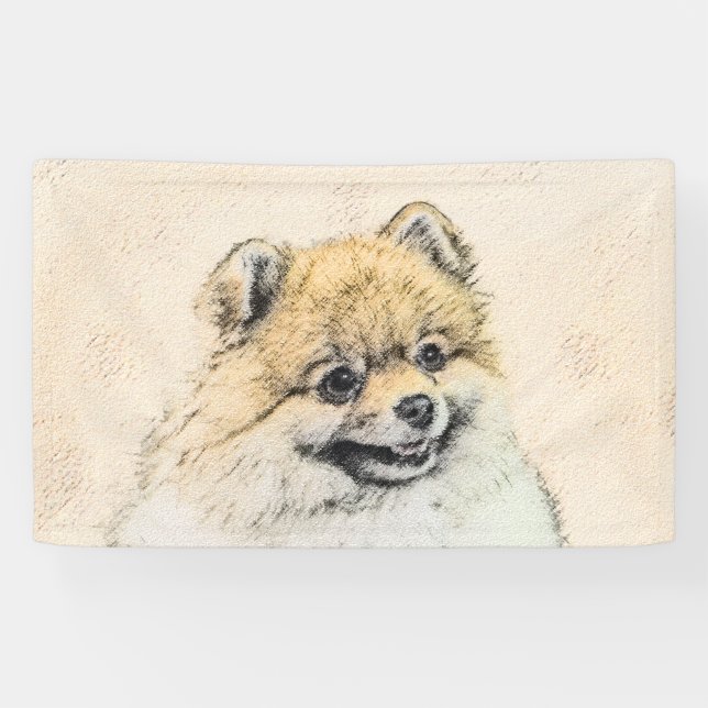 Lona Pintura Pomerania (Naranja) - Arte Perro Original (Horizontal)