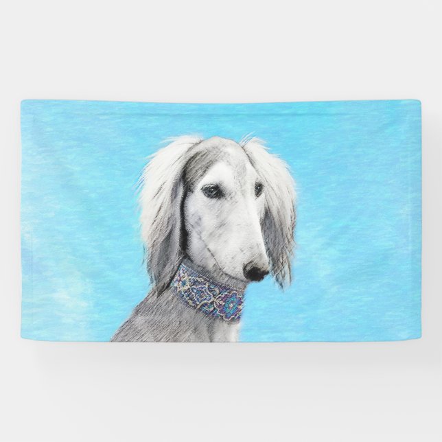 Lona Pintura Saluki (plateada) - Arte Perro Original. (Horizontal)