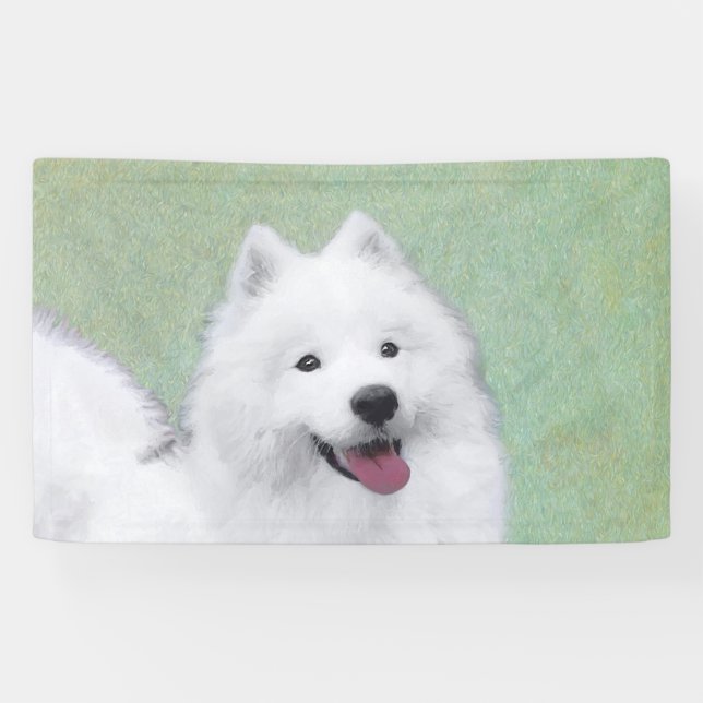 Lona Pintura Samoyed - Arte Perro Original Cuto (Horizontal)