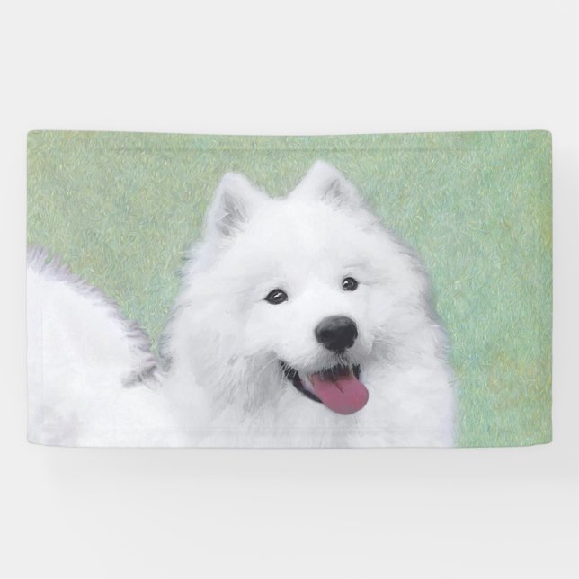 Lona Pintura Samoyed - Arte Perro Original Cuto (Horizontal)