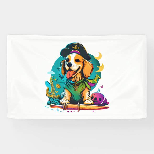 Lona Pirata de perro de Golden Retriever (Horizontal)