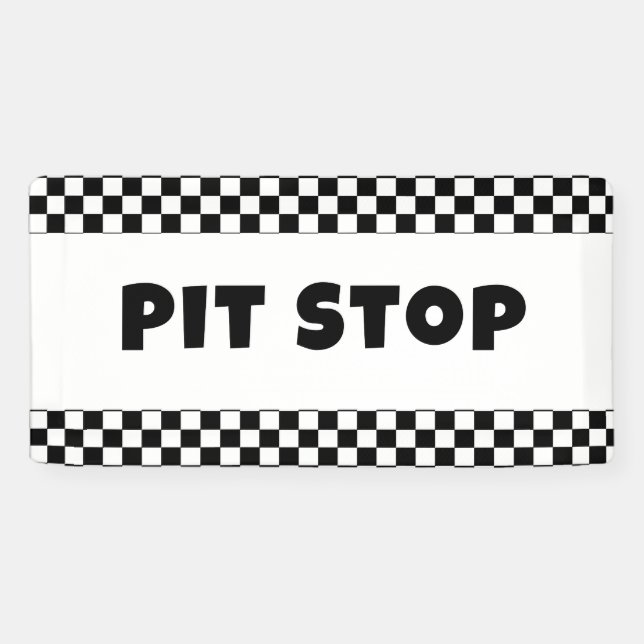 Lona Pit Stop Party Welcome Banner | Racing Birthday  (Horizontal)