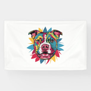 Lona pitbull de perro divertido y colorido
