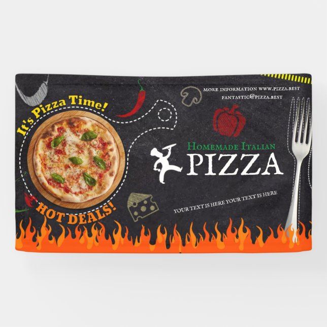 Lona Pizza Delivery Pizza Cafe Pizza Restaurante abiert (Horizontal)