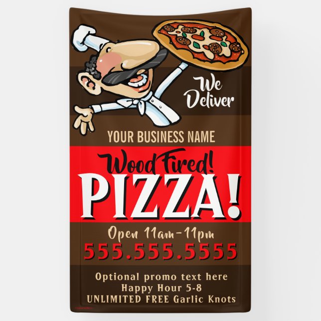 Lona Pizza Shop Personalizable de Banner Promocional It (Vertical)