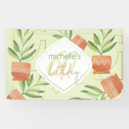 Lona Plantas Frescas En Cuencas De Cerámica Acuarela