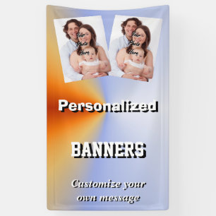 Lona Plantilla azul claro y anaranjada de la foto