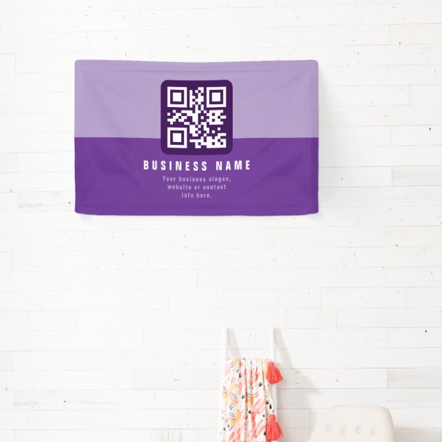 Lona Plantilla de código QR moderno editable | Púrpuras (in situ)