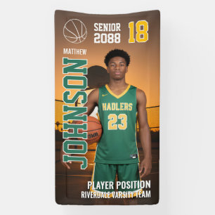 Lona Plantilla de foto personalizada de baloncesto para