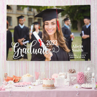 Lona Plantilla de fotografía de graduación de secundari