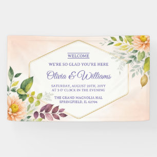 Lona Plantilla de Invitación de Boda Floral Elegante