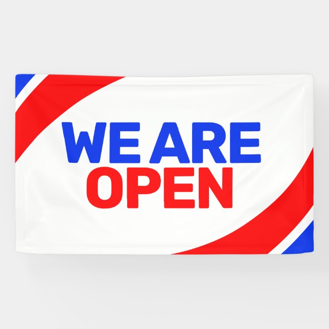 Lona plantilla moderna estamos abiertos el cartel comer (Horizontal)