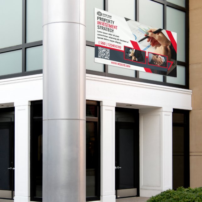 Lona Plantilla roja de promo banner (Edificio exterior)