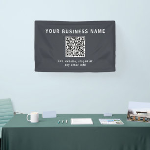 Lona Plantilla simple para tu código QR Gris oscuro