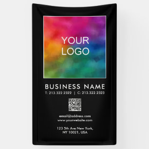 Lona Plantilla vertical moderna de código QR con logoti
