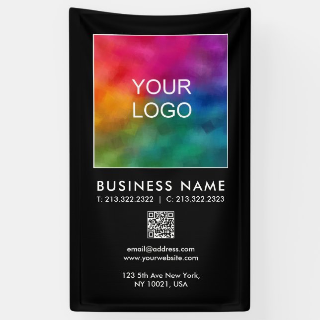 Lona Plantilla vertical moderna de código QR con logoti (Vertical)
