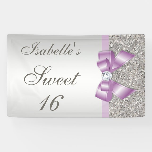 Lona Plata Secuencias Lilac Faux Bow Sweet 16 (Horizontal)