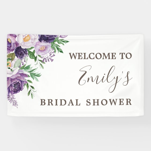 Lona Plum Purple Lavender Greenering Bridal Shower (Horizontal)