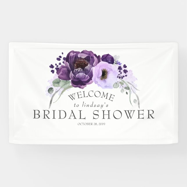 Lona Plum Purple Moderno Bohemian Bridal Shower (Horizontal)