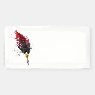 Lona Pluma de plumas rojas con nido de oro